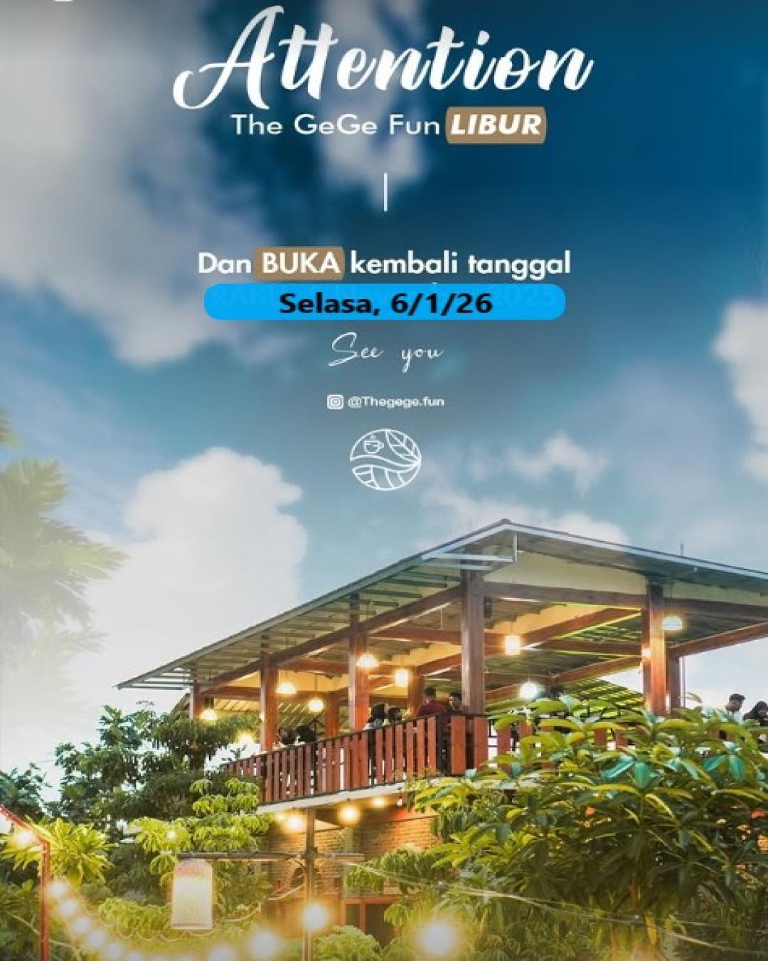 The GEGE Fun Libur, buka kembali Selasa, 6/1/26